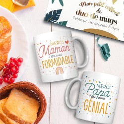 Coffret Duo de Mugs Maman Formidable & Papa Génial