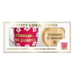 Coffret Cadeau Maman d'Amour en Pause - Tasse et Sous-Tasse
