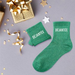Chaussettes Paillettes Colorées Mot Fantaisie