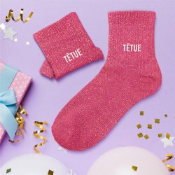Chaussettes Paillettes Colorées Mot Fantaisie