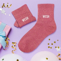 Chaussettes Paillettes Colorées Mot Fantaisie