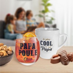 Coffret Papa Poule Cool - Verre Rond & Tasse