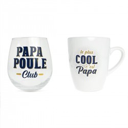 Coffret Papa Poule Cool - Verre Rond & Tasse
