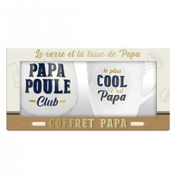 Coffret Papa Poule Cool - Verre Rond & Tasse