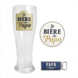 Coffret La Bière de Papa - Pinte, Sous-Verre & Porte-Clés