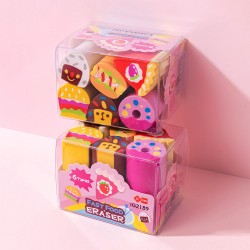 Lot de 6 Gommes Kawaii Fantaisie Multicolores
