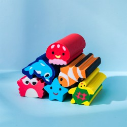 Lot de 6 Gommes Kawaii Fantaisie Multicolores