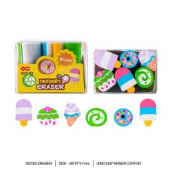 Lot de 6 Gommes Kawaii Fantaisie Multicolores