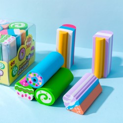 Lot de 6 Gommes Kawaii Fantaisie Multicolores