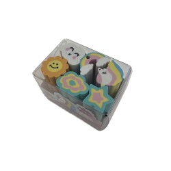 Lot de 6 Gommes Kawaii Fantaisie Multicolores