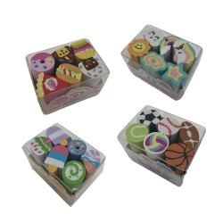 Lot de 6 Gommes Kawaii Fantaisie Multicolores