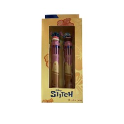 Pack de 2 Stylos Multicolores Stitch 3D 10 Couleurs Disney