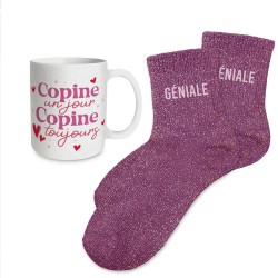 Coffret Cadeaux Paillettes Fantaisie - Tasse & Chaussettes