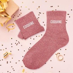Chaussettes Paillettes Colorées Mot Fantaisie
