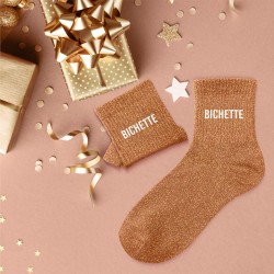 Chaussettes Paillettes Colorées Mot Fantaisie