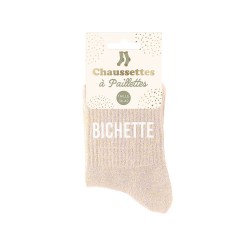 Chaussettes Paillettes Colorées Mot Fantaisie