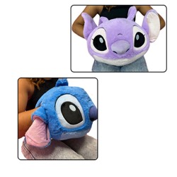 Coussin Peluche Chauffe-Mains Stitch Angel 3D Disney 3 en 1