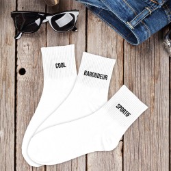 Coffret Trio Chaussettes Homme Noires et Blanches Fantaisie