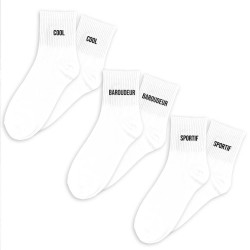 Coffret Trio Chaussettes Homme Noires et Blanches Fantaisie