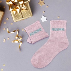 Chaussettes Paillettes Colorées Mot Fantaisie