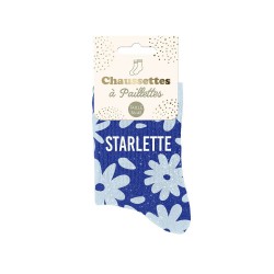 Chaussettes Paillettes Colorées Fantaisie Imprimé Floral