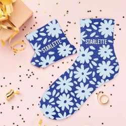 Chaussettes Paillettes Colorées Fantaisie Imprimé Floral