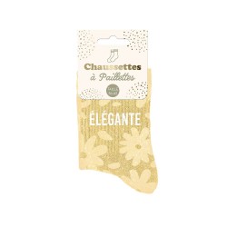 Chaussettes Paillettes Colorées Fantaisie Imprimé Floral