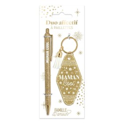 Duo de Cadeaux Paillettes - Stylo & Porte-Clés