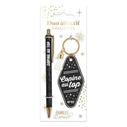 Duo de Cadeaux Paillettes - Stylo & Porte-Clés
