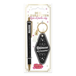 Duo de Cadeaux Paillettes - Stylo & Porte-Clés