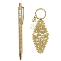 Duo de Cadeaux Paillettes - Stylo & Porte-Clés