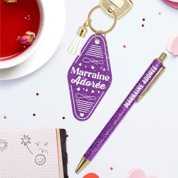 Duo de Cadeaux Paillettes - Stylo & Porte-Clés