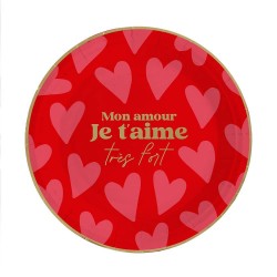 Lot de 6 Assiettes en Carton Romantiques - Mon Amour je t'aime très fort