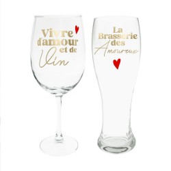 Coffret Duo de Verres pour Amoureux - Vin et Bière