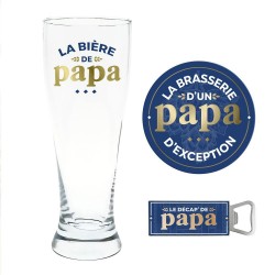 Coffret La Bière de Papa - Pinte, Sous-Verre & Porte-Clés