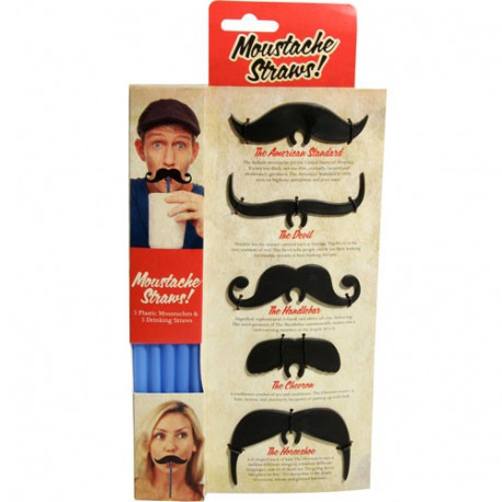 Faites une blague à vos amis en leur offrant leur boisson à déguster avec une paille originale et inédite, surmontée d'une très belle... moustache !