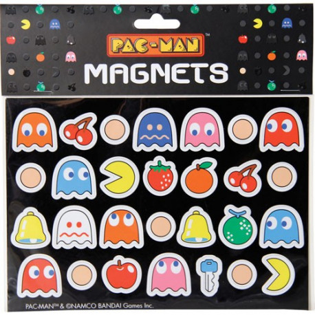 Mettez un peu de couleur et d'humour sur les photos que vous affichez sur votre frigo ! Un petit fantôme, un Pacman ou un fruit, à vous de choisir qui vous affublerez de ces jolis magnets Pacman !