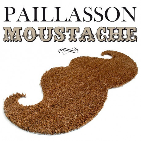 Paillasson en forme de moustache marron en fibres de coco naturelles