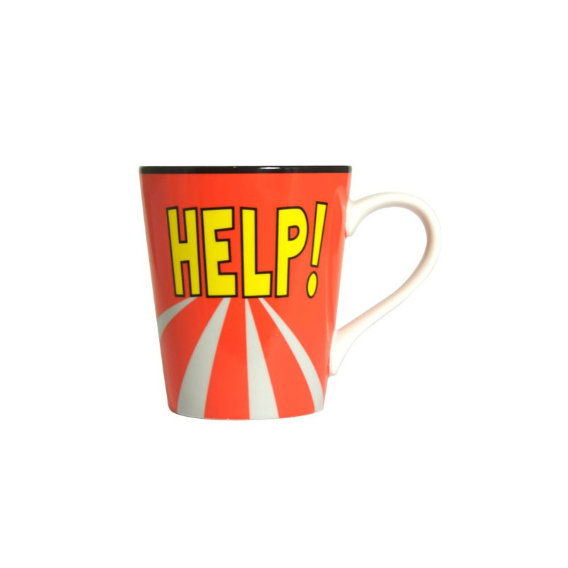 Mug à l'honneur des Beatles avec écrit "help !" dessus