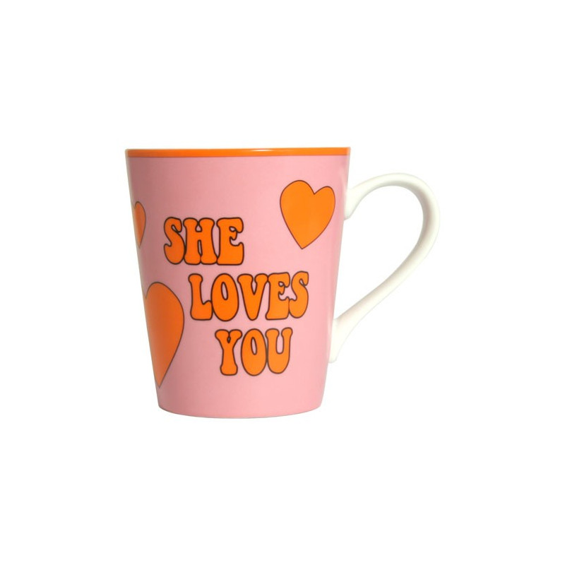 Mug à l'honneur des Beatles avec comme inscription " She loves you !"