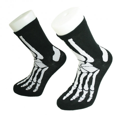 chaussettes squelettes amusantes noires et blanches