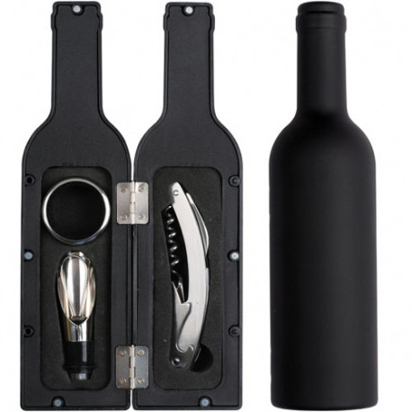 Offrez un cadeau très pratique et original à vos amis ! Vous aurez sous la main tous les objets nécessaires pour ouvrir la bouteille et servir le vin...