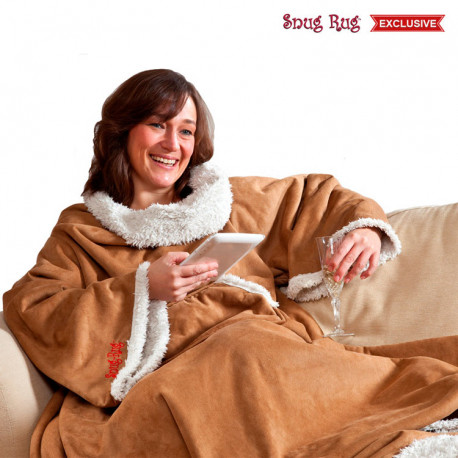 Snug rug sherpa avec manches et poche ventrale intégré , faux daim et laine