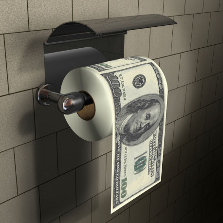 le papier toilette 100 dollars est à l’effigie du billet de banque américain. cadeau insolite.