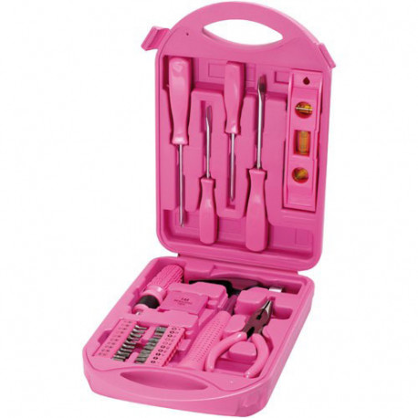 Avec le coffret à outils rose, c'est le chantier à la maison ! Le bricolage oui... mais avec mes outils girly ! Cette mallette rose renferme une multitude d’outils de bricolage...