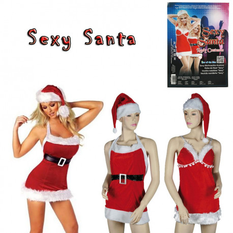 Déguisez-vous lors de la veillée de Noël avec cette jolie robe de Noël sexy assortie de son chapeau de Noël à fourrure ! Une idée cadeau sexy pour les fêtes de fin d’année...