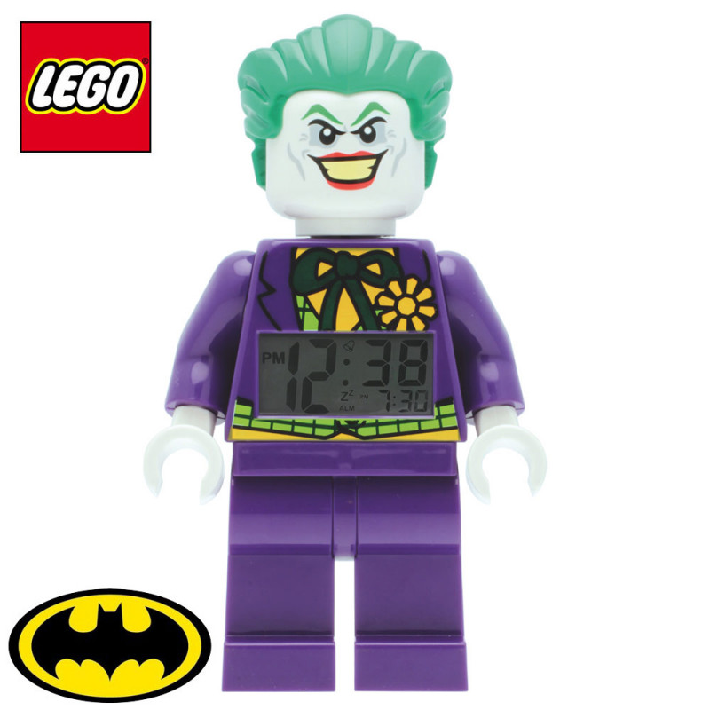 avis aux fans des méchants comics,cette idée cadeau geek : le réveil lego le joker dc comics