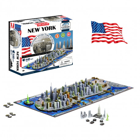 offrez une idée cadeau puzzle original aux amateurs d'histoire et des etats-unis : le puzzle 4d new-york 840 pièces