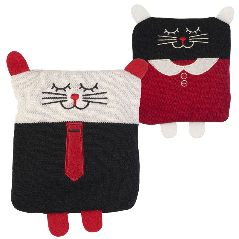 la bouillotte tricot chat,en version fille ou garçon,vous réchauffera efficacement et vous apportera une touche de douceur dans votre quotidien