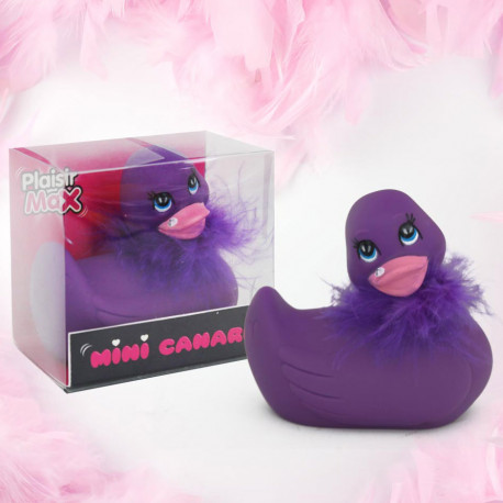 Faites-vous plaisir avec ce petit canard vibrant coloré dans sa version glamour, avec boa autour du cou et faux diamant sur le bec